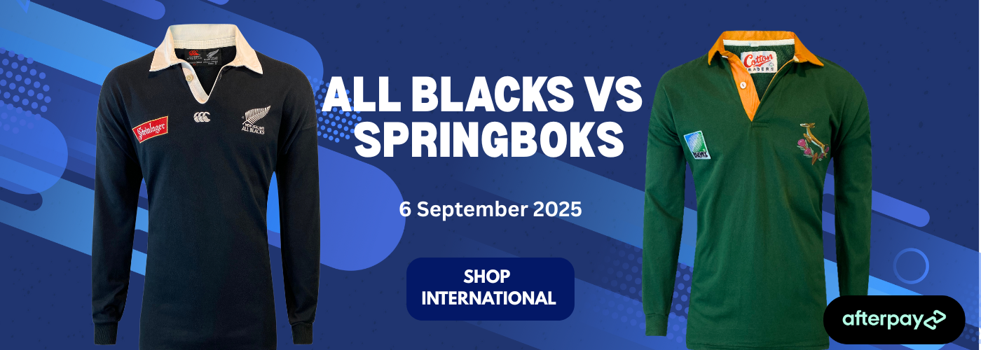 All Blacks Springboks vintage rugby jerseys banner