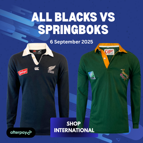 All Blacks Springboks vintage rugby jerseys banner